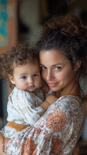 Warm Moment Shared Between Mother and Child in Soft Natural Light Indoors
