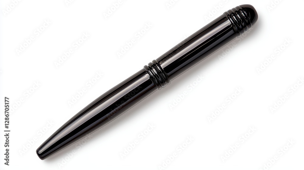 Sleek Black Pen with Textured Grip Close-up Product Photography