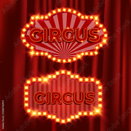 Set of different shape circus vertical and horizontal retro text box vintage frame vector 