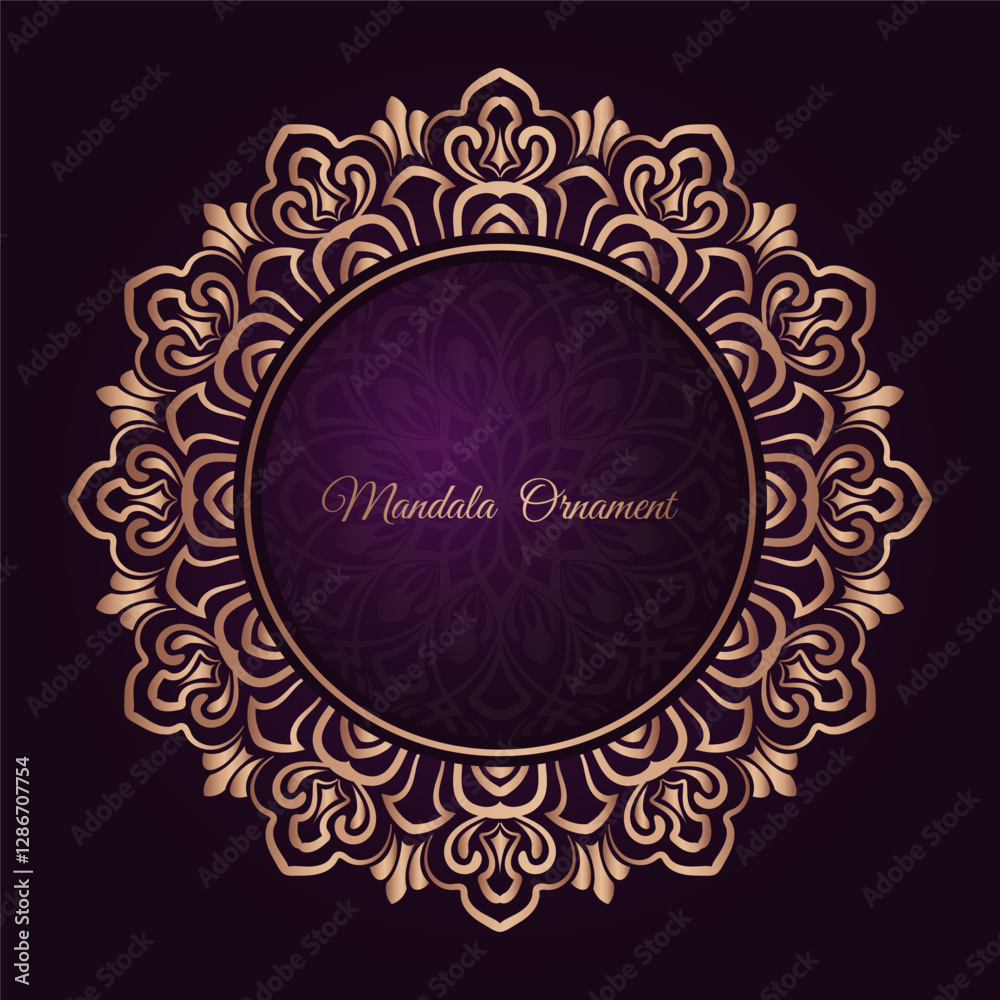 golden mandala ornament, round decorative design golden mandala ornament, round decorative design