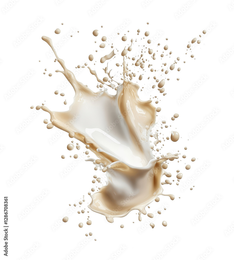 A splash of milk on a white surface. Milk splashes on white background.. A splash of milk on a white surface. Milk splashes on white background..