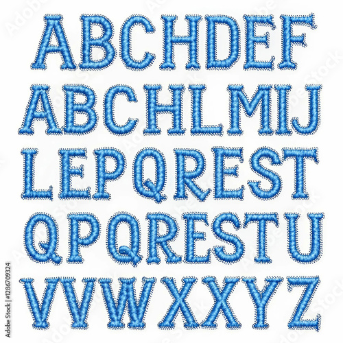 A beautifully crafted blue embroidery design of the letter