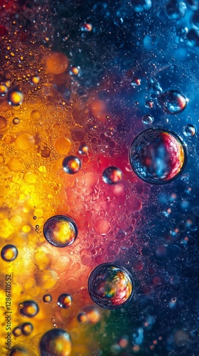 Colorful Bubbles Creating Abstract Patterns in Vibrant Liquid