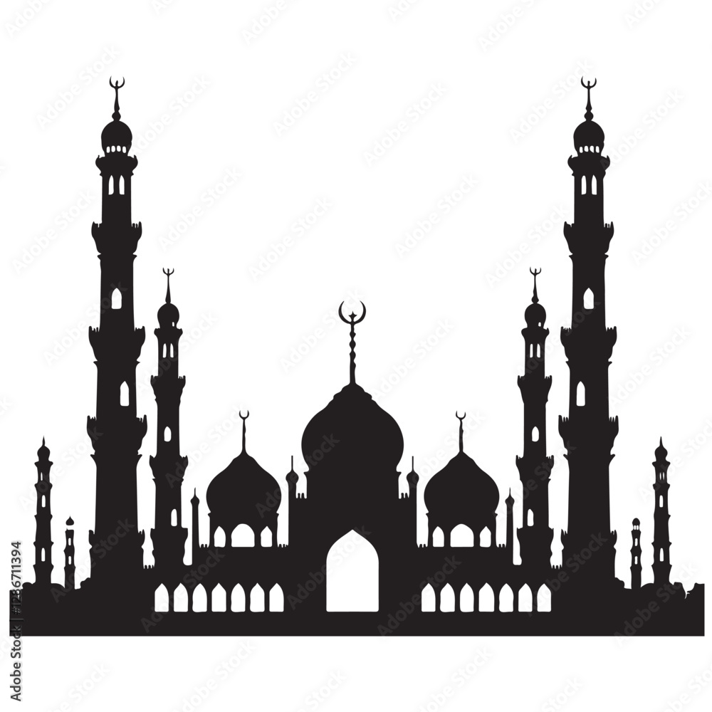 Fototapeta premium Vector illustration of a Muslim Mosque Silhouette