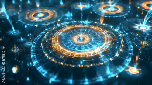 Wallpaper Mural Dynamic abstract technology background with flowing shapes and vibrant colors in a seamless loop for video production Torontodigital.ca