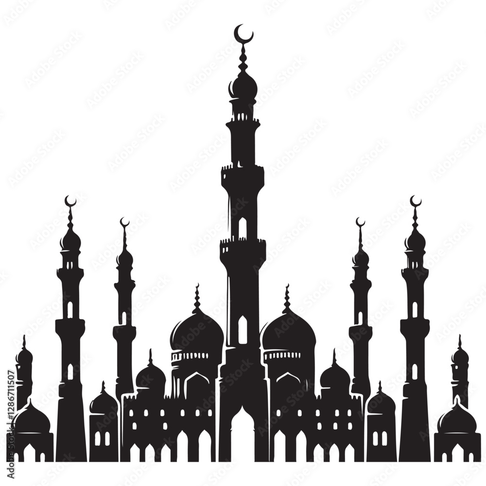 Fototapeta premium Vector illustration of a Muslim Mosque Silhouette