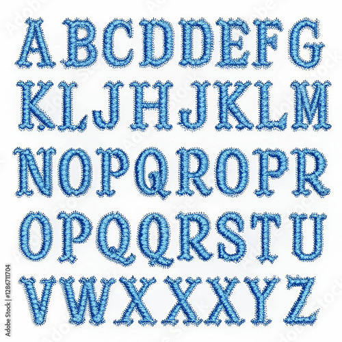 A beautifully crafted blue embroidery design of the letter