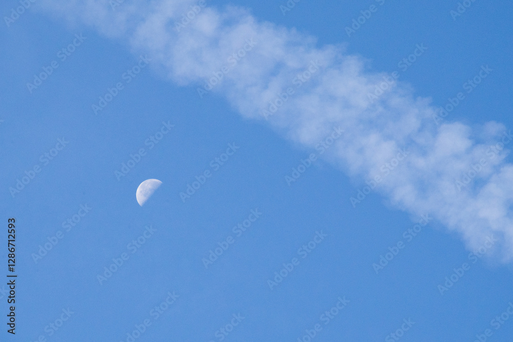 chemtrails and moon, in the sky, contrail, exhaust fumes, conspiracy theory, chemtrails and moon, in the sky, contrail, exhaust fumes, conspiracy theory,