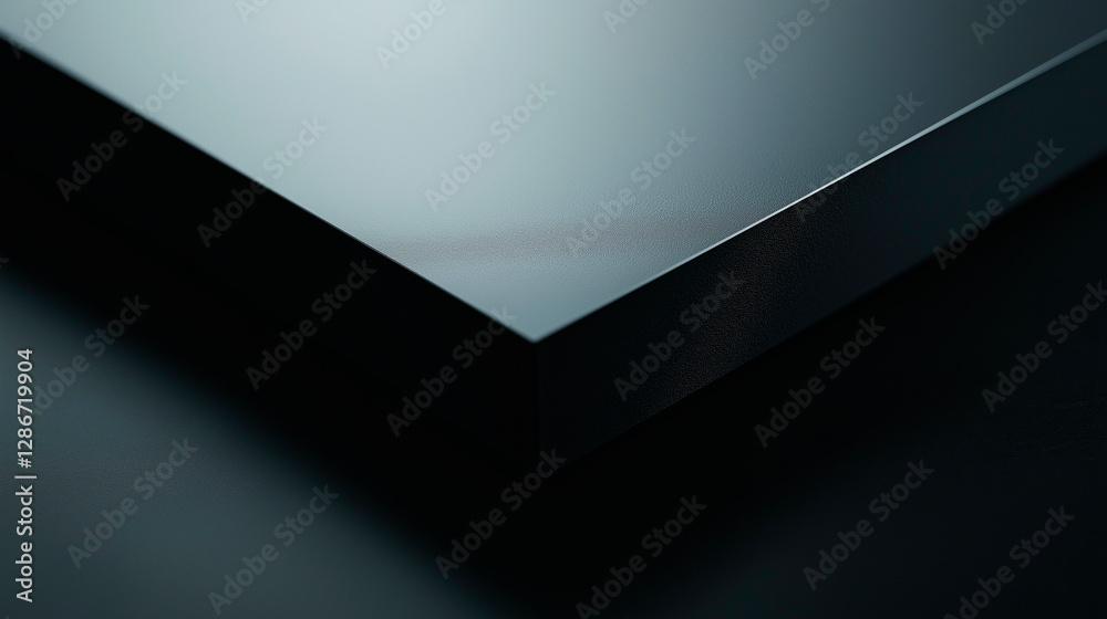 Dark metallic surface creating abstract geometric shapes with light reflections Dark metallic surface creating abstract geometric shapes with light reflections