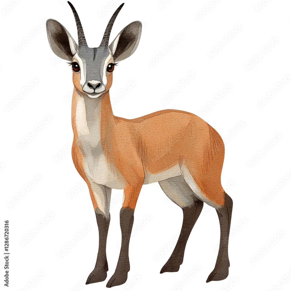 Fototapeta premium Detailed Illustration of Klipspringer Antelope Standing Gracefully in Natural Habitat
