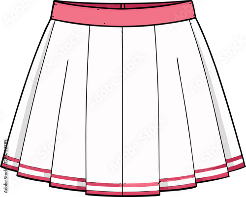 Colorful Flat Tennis Skirt with Minimalist Vector Design Featuring Retro Vintage Illustration for a Sporty and Stylish Fashion Look