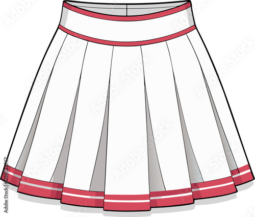 Colorful Flat Tennis Skirt with Minimalist Vector Design Featuring Retro Vintage Illustration for a Sporty and Stylish Fashion Look