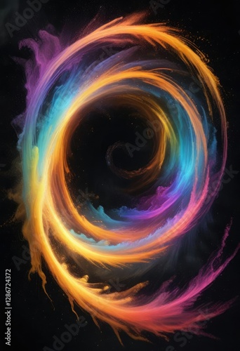 Whirlpool of colorful dust particles whirling in a mesmerizing vortex, mesmerizing, whirl
