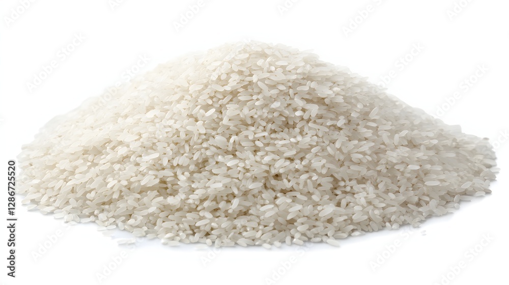 Pile of Uncooked White Rice Isolated on a Clean Background for Culinary Use Pile of Uncooked White Rice Isolated on a Clean Background for Culinary Use