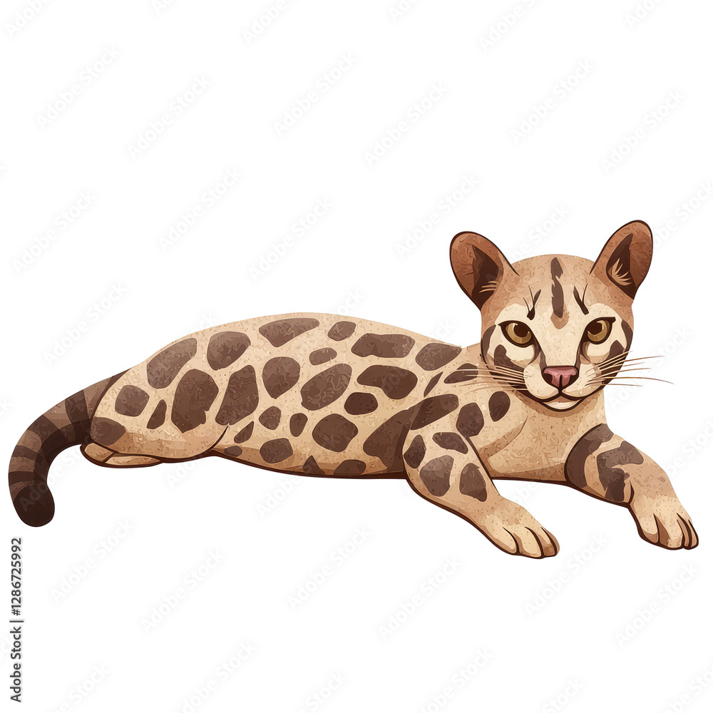Fototapeta premium Charming Ocelot Illustration on a Transparent background Perfect for Nature and Wildlife Themes