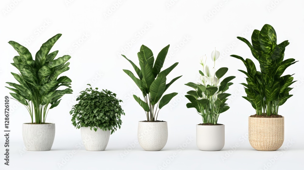 modern indoor potted plants against white background, set of palm trees perfect for plants shop
modern indoor potted plants against white background, set of palm trees perfect for plants shop