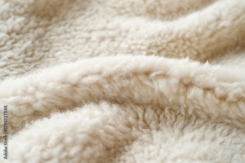 Close-up of a soft, beige faux fur texture.