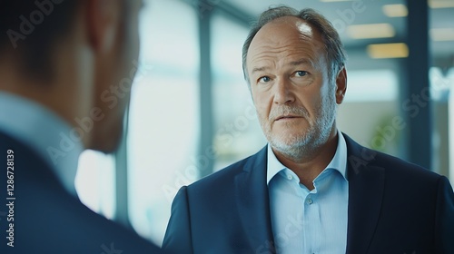 Explaining his vision to a colleague Shot a mature businessman having a discussion with a colleague in an office businessman