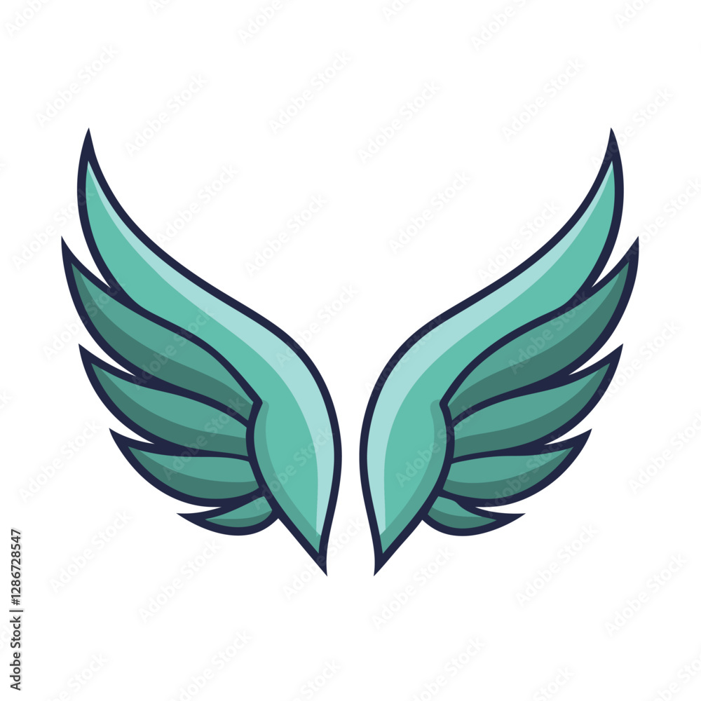 Fototapeta premium Angel Wings Vector Illustration - Cartoon, Clipart & Line Art Design.eps