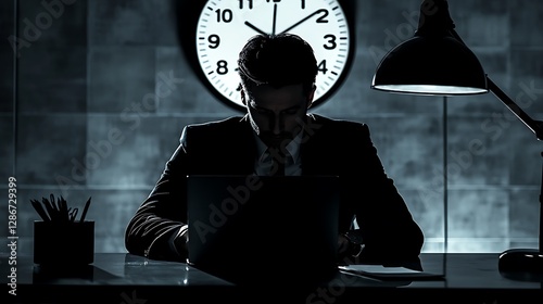 Focused on meeting his deadline Shot a businessman working on a laptop in an office businessman