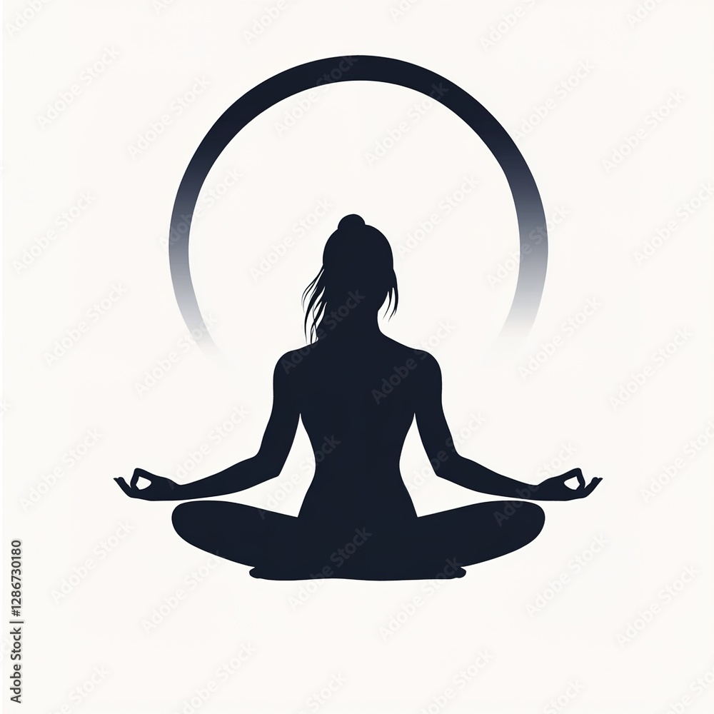 Yoga Silhouette in Dynamic Line Art Style on White Gradient Background with Text Space Yoga Silhouette in Dynamic Line Art Style on White Gradient Background with Text Space