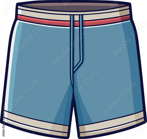 Colorful Flat Board Shorts with Minimalist Vector Design Featuring Retro Vintage Illustration for a Stylish and Sporty Beach Look