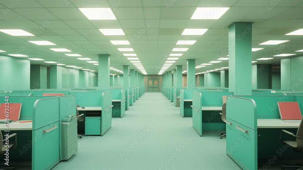 Fototapeta premium Company insolvency vacant cubicle,generative ai illustration