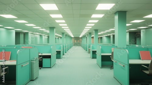 Company insolvency vacant cubicle,generative ai illustration