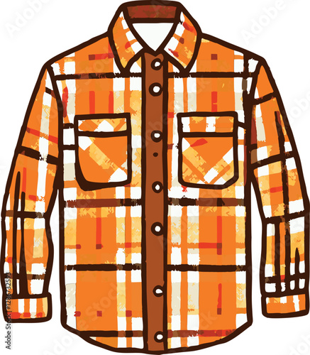 Colorful Flannel Shirt with Minimalist Vector Design Featuring Retro Vintage Illustration for a Stylish and Casual Everyday Look