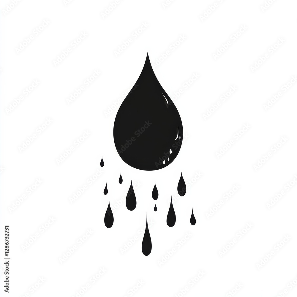 Abstract Black Water Droplets: Minimalist Design on White Backdrop for Nature and Hydration Concepts Abstract Black Water Droplets: Minimalist Design on White Backdrop for Nature and Hydration Concepts