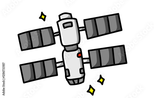Satellite illustration in cartoon style