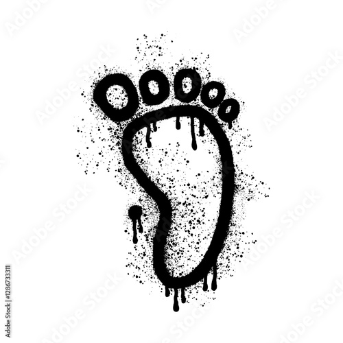 Vector illustration of a human foot print hand drawn in graffiti style