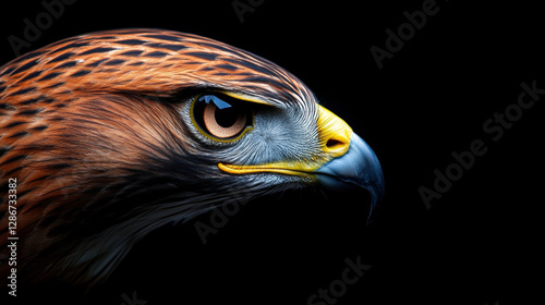 Anatomy, A detailed side profile of a hawk's head showcasing its stream in high fidelity resolution.