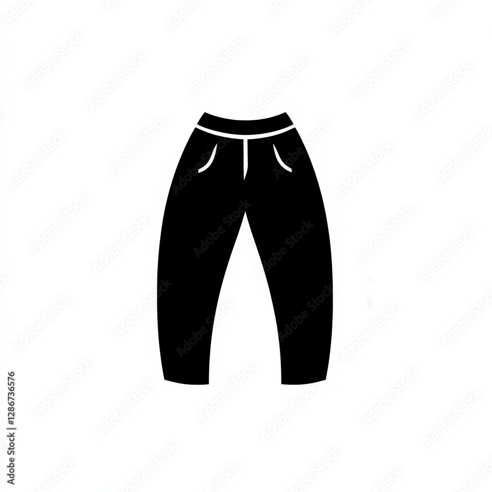 Black Silhouette of Trousers with Pockets: Vector Illustration for Fashion and Apparel Designs, on White Background.
