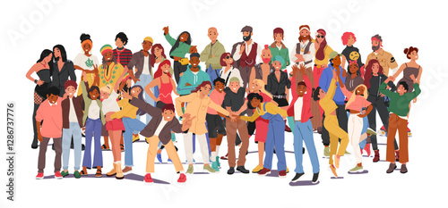 Creative multicultural crowd of diverse people social community showcasing happiness and unity