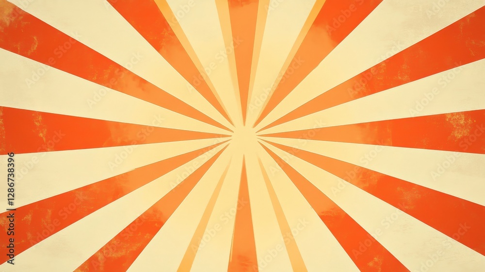 Obraz premium A vibrant sunburst pattern featuring orange and cream rays radiating outward, creating a sense of energy and movement.