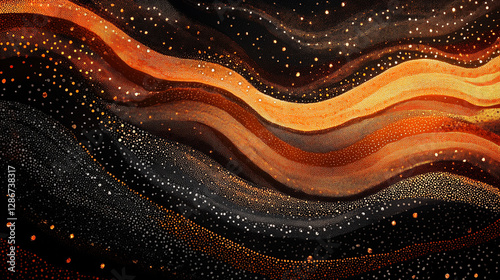 Swirling patterns of orange and black create a stunning abstract artwork