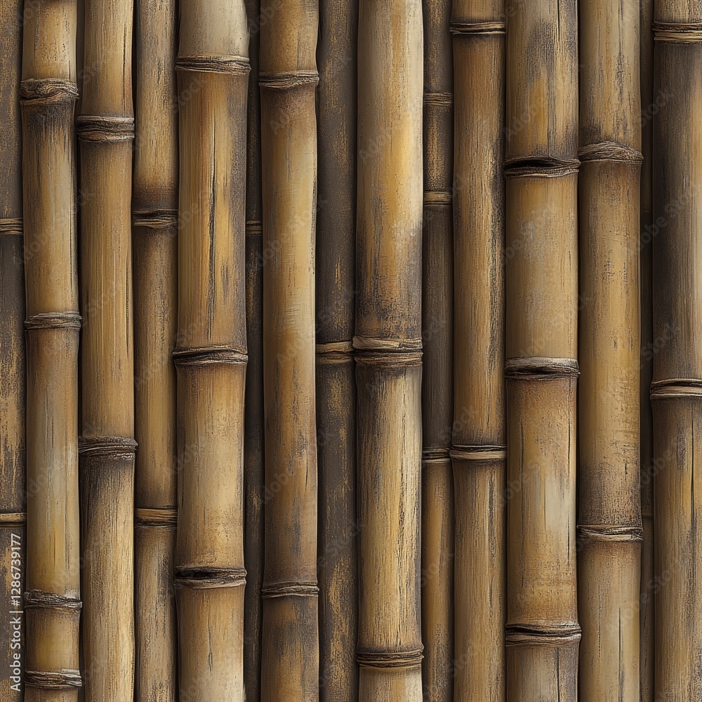 Fototapeta premium Detailed Bamboo Stalks Forming a Natural Wall, Bringing a Touch of Eastern Serenity and Artistic Texture to the Forefront