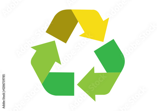 Yellow and Green Recycling Symbol Arrows Glass Metal Packaging Icon