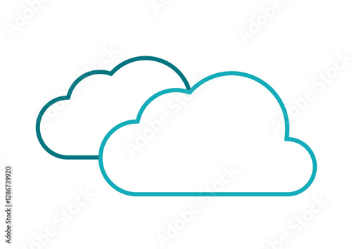 Two Clouds Blue Outline