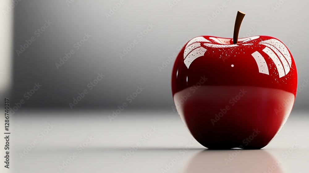 Obraz premium A Single Red Apple with Water Droplets, Studio Shot