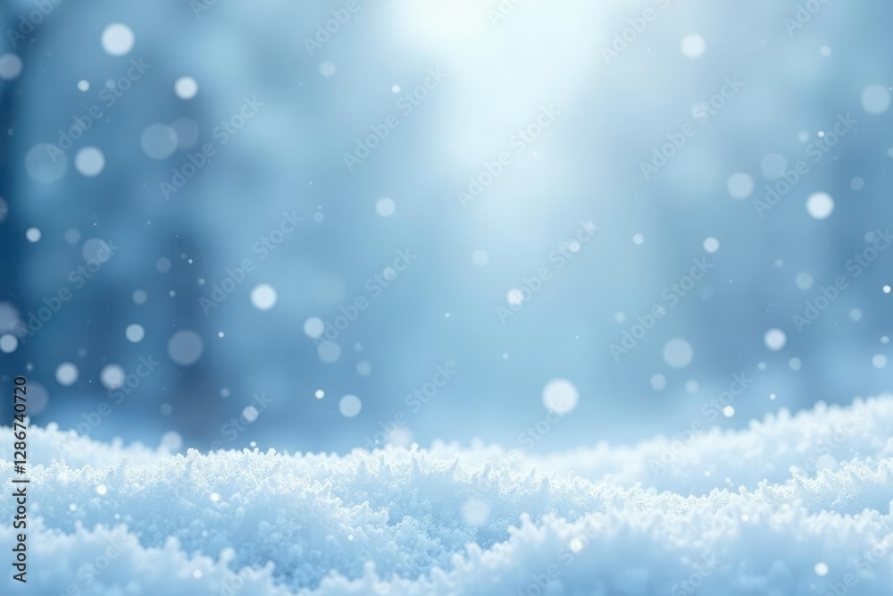 Icy white snow background with falling delicate flakes, frozen, snow, white Icy white snow background with falling delicate flakes, frozen, snow, white