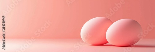 Easter bright peach 3d background minimalistic mockup with space for text