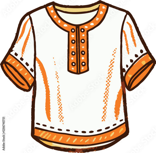 Vintage Retro Chiffon Top Icon – Colorful Minimalist Vector Illustration | Stylish Fashion Design for Casual Wear, Summer Outfits & Elegant Wardrobe Essentials