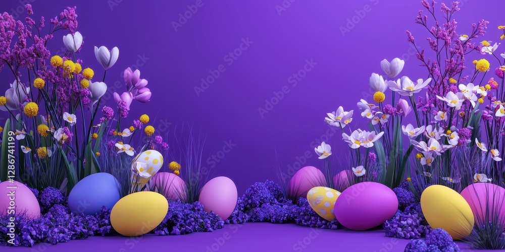 Obraz premium Easter deep purple 3d background