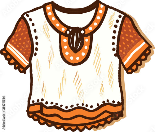 Vintage Retro Chiffon Top Icon – Colorful Minimalist Vector Illustration | Stylish Fashion Design for Casual Wear, Summer Outfits & Elegant Wardrobe Essentials