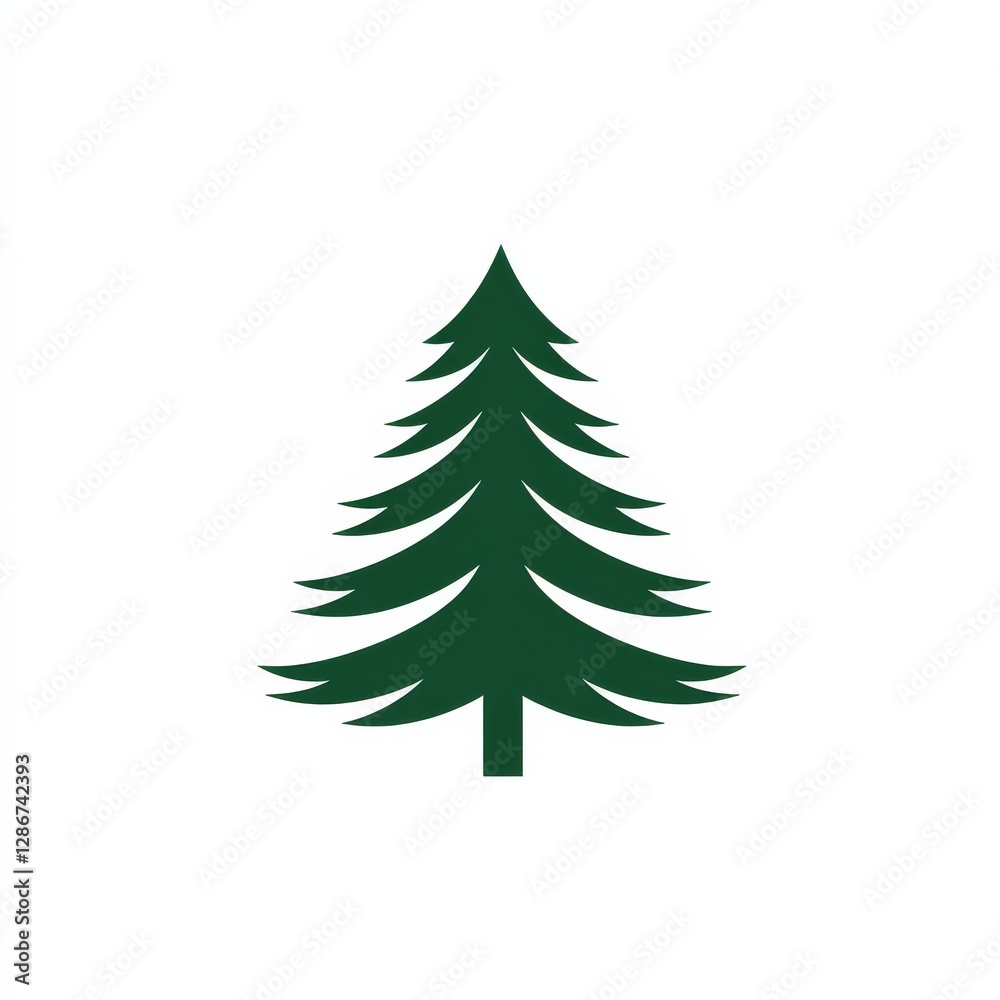 Green Silhouette: A Simple Vector Illustration of an Evergreen Tree on White Background. Green Silhouette: A Simple Vector Illustration of an Evergreen Tree on White Background.
