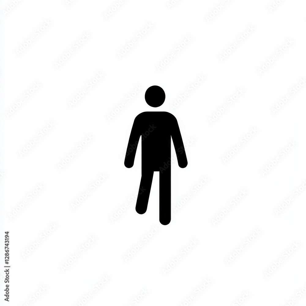 Human Figure Icon Walking - Symbolic Representation of Movement and Action on White Background. Human Figure Icon Walking - Symbolic Representation of Movement and Action on White Background.
