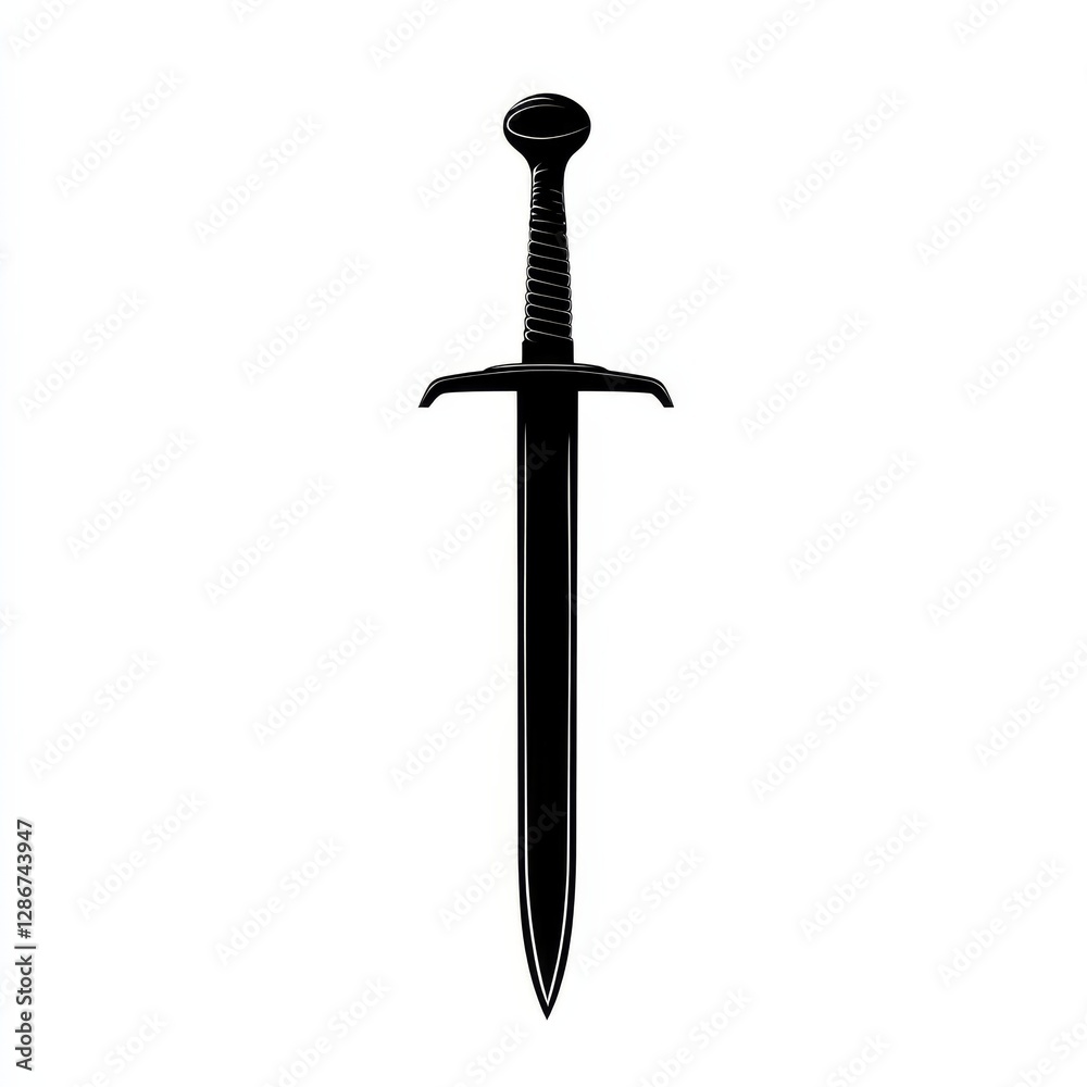 Medieval Sword Silhouette: A Striking Black and White Image of Timeless Weaponry. Medieval Sword Silhouette: A Striking Black and White Image of Timeless Weaponry.