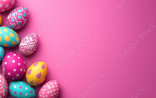 Easter Magenta 3d background minimalistic mockup with space for text